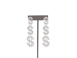 Rhinestone Money Sign Drop Earrings