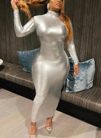 Metallic Cocktail MIDI Dress