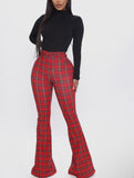 Retro Plaid Flare Pants
