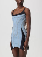 Denim & Leather Mini Dress