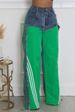 Denim Mixed Sweatpants