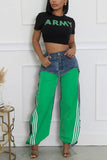 Denim Mixed Sweatpants