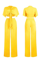 Chic V-neck Pants Set