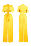 Chic V-neck Pants Set