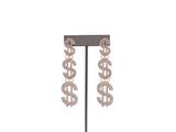 Rhinestone Money Sign Drop Earrings