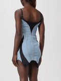 Denim & Leather Mini Dress