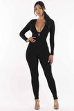 Zippered Back V neck Jumpsuit