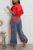 Denim Mixed Sweatpants