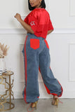 Denim Mixed Sweatpants