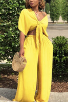 Chic V-neck Pants Set
