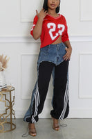 Denim Mixed Sweatpants