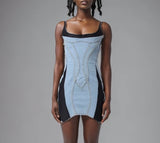 Denim & Leather Mini Dress