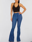 Retro Plaid Flare Pants
