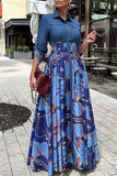 Denim Printed Maxi Dress