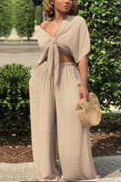 Chic V-neck Pants Set