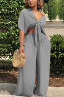 Chic V-neck Pants Set