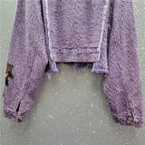 3D Floral Edge Denim Jacket