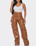 Faux Leather Cargo Pants
