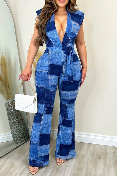 Denim Patchwork Jumpsuit