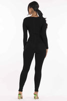 Zippered Back V neck Jumpsuit