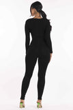 Zippered Back V neck Jumpsuit