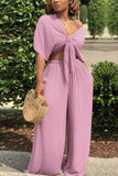 Chic V-neck Pants Set