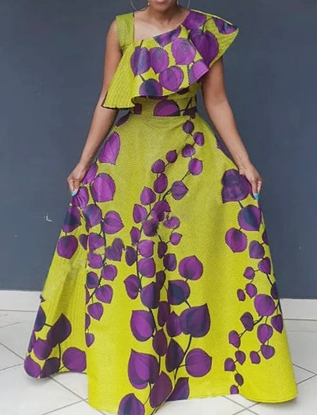 Bold Bloom Asymmetrical Maxi Dress