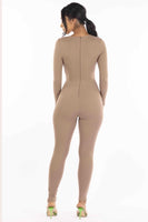 Zippered Back V neck Jumpsuit