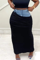 Remix Denim Maxi Skirt