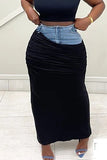 Remix Denim Maxi Skirt