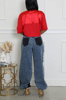 Denim Mixed Sweatpants