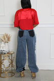 Denim Mixed Sweatpants