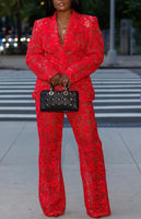 Red Laced Pants Set
