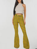 Retro Plaid Flare Pants