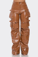 Faux Leather Cargo Pants