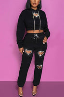 Rhinestones Heart Tracksuit