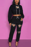 Rhinestones Heart Tracksuit