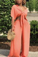 Chic V-neck Pants Set