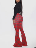 Retro Plaid Flare Pants