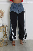 Denim Mixed Sweatpants