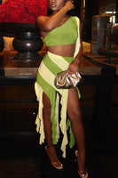 Two tone Tassel skirt set