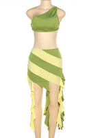 Two tone Tassel skirt set