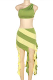 Two tone Tassel skirt set