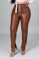 Cognac Faux Leather Pants