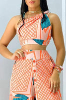 Leaf Print Pants Set
