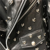 Heart Studded Leather Moto Jacket
