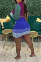 Color Block Mini Skirt Set