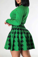 Houndstooth Pleated Skirt Set