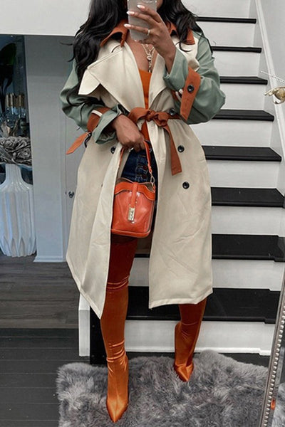 Color Block Trench Coat