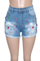 Color Jewel Denim Shorts